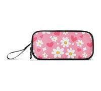 aidingzhi Sweet Daisy - Estuche de nailon con asa para el día de San Valentín con forma de corazón, gran capacidad, con compartimentos, organizador de papelería para niños universitarios