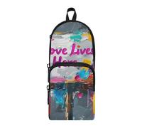 aidingzhi Text Love Lives Here - Estuche de nailon con 3 compartimentos para estudiar adolescentes y estuche multifuncional para niñas, papelería escolar para oficina