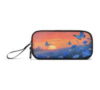 aidingzhi The Sunset over The Blue Sea Of Flowers - Estuche escolar de nailon con cremallera de gran capacidad, estuche de malla para lápices, papelería escolar para niños escolares