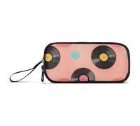 aidingzhi Vinyl Records Music Peach - Estuche grande de nailon con cremallera, gran capacidad, organizador de artículos de papelería para estudiantes de primaria
