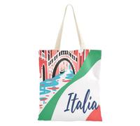 aidingzhi Welcome To Italy - Bolsa de lona de gran capacidad para mujeres, Navidad, jubilación, compras, playa, trabajo, 16 x 15 pulgadas, esencial para la escuela
