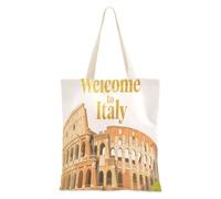 aidingzhi Welcome To Italy - Bolsa de lona de gran capacidad para mujeres, para el trabajo, proyectos de bricolaje, compras, 16 x 15 pulgadas, esencial para la escuela