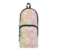 aidingzhi White Daisy - Estuche de nailon con 3 compartimentos para niños, multiusos y estético, para adolescentes, escuela, papelería para oficina