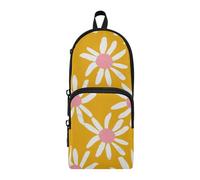 aidingzhi White Daisy Petals - Estuche para lápices de nailon amarillo con 3 compartimentos para adolescentes, gran capacidad, estuche escolar para escuela secundaria