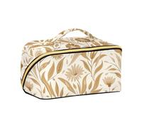 aidingzhi William Morris Style Fantasy Sand Floral Neceser con divisores, bolsas de cosméticos ligeras para mujeres de viaje con compartimentos y asa