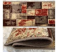 Aido - Alfombra Infinity de 67 x 125 cm Beig y Marrón Suave. Pie de Cama de 11 mm de Pelo. Brillante y fácil de Limpiar. Alfombra Moderna, para darle un Toque Elegante a tu Habitación.