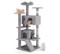 Aidoly Árbol para gatos de 54 pulgadas, torre para gatos de varios niveles con condominio, perchas, postes rascadores de sisal y escalera de escalada, bolas de juguete para mascotas para gatos de