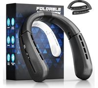 Aidty ChillGo - Ventilador de cuello sin aspas - 5200mAh - Aire acondicionado de cuello - Ventilador portátil recargable - Max 12 horas, 4 motores, plegable - Gran regalo para hombre y mujer - Negro