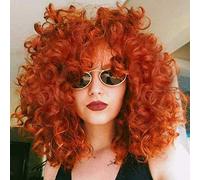 AIDUSA Peluca corta y rizada, rizada, ondulada, grande, afro, sintética, de aspecto natural, para mujer, transpirable, color naranja