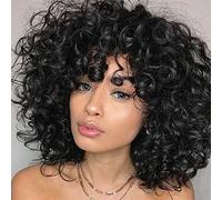 AIDUSA Pelucas cortas sueltas y rizadas para mujeres negras, peluca afro para mujeres negras, peluca rizada para mujer, pelucas sintéticas para mujer, pelo suave natural esponjoso (#1B negro natural)