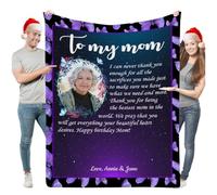 Aiebill Manta personalizada con letras escritas a mano con 1 foto, manta de franela personalizada, regalo acogedor de Acción de Gracias para familiares y seres queridos