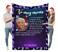 Aiebill Mantas de correo personalizadas con letra escrita a mano y 1 foto, manta de franela personalizada, regalo de Acción de Gracias para familiares y seres queridos