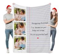 Aiebill Mantas de letras personalizadas con 3 fotos - Manta de franela personalizada escrita a mano, regalo de Acción de Gracias sincero para tus seres queridos