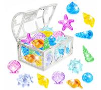 AIEDECOPT Set de Gemas Coloridos, 36 Gemas Piratas de Acrílico con 1 Cofre Pirata, Piedras Preciosas de Buceo, Juguetes de Piscina Diving Gems para Piscinas, Playas y Búsquedas del Tesoro (Plata)