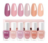 Aieenjor - Estuche Laca de Uñas 6 x 8 ml, marrón rosa nude pink browm, Cobertura Perfecta, Efecto Brillante y de Larga Duración, Fácil de Aplicar, Secado Rápido