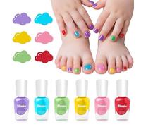 Aieenjor Pintauñas para Niñas, 6 Colores Brillantes a Base de Agua Peel-Off, Regalo de Cumpleaños