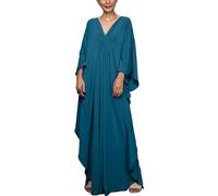 AIEOE Bohemian Maxi Playa Larga Caftán Mujeres Traje de Baño Vestidos Oversize Kaftan Verano Cian A