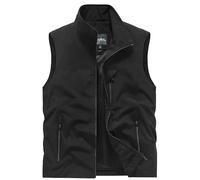 AIEOE Chaleco de pescador para hombre, chaqueta sin mangas, chaleco de senderismo, chaleco de safari, chaleco de camping, chaleco al aire libre, chaleco de viaje, fotografía, ropa de abrigo, Negro, L