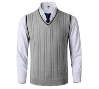 AIEOE - Chaleco Hombre para Invierno Primavera Otoño Jersey Hombres de Punto Chalecos Suéter sin Mangas Casual con Cuello en V Jerséis Esencial Pull-Over sin Mangas - XL - Gris
