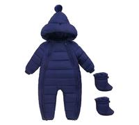 AIEOE Chaqueta Plumón Niño Traje de Nieve para Niños Mameluco Bebé Invierno Mono con Capucha Bebe 18-24 Mese Azul A