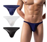 AIEOE Hombre Calzoncillos Rejilla Ropa Interior Malla Calzoncillos Elásticos Calzoncillos Bikini con Abultamiento 3pcs 01 XL