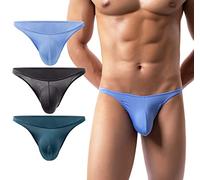 AIEOE Hombre Calzoncillos Rejilla Ropa Interior Malla Calzoncillos Elásticos Calzoncillos Bikini con Abultamiento 3pcs 03 XL
