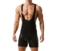 AIEOE Maillot deportivo de una pieza para hombre, con tirantes atléticos metálicos, tallas S-XL, Negro , L