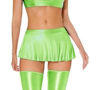 AIEOE Minifalda de Mujer Transparente A-Line Plisada Ver-a través Sólido Falda para Mujeres y Niñas Talla XL Verde
