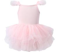 AIEOE Niña Ballet Tutu Leotardo Vestido Tul Ruffle Manga (Caballo con Botón) 4-6 Años Rosa B02