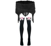 AIEOE Ropa interior para hombre Sissy Conjunto de ropa interior de malla Tanga de encaje Slip Lingeire Crossdresser Ropa Medias largas 2 piezas, Punta negra., Talla única