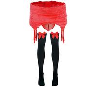 AIEOE Ropa interior para hombre Sissy Conjunto de ropa interior de malla Tanga de encaje Slip Lingeire Crossdresser Ropa Medias largas 2 piezas, Encaje rojo, Talla única