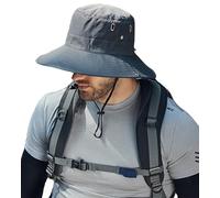 AIEOE Sombrero de Cubo Hombre Sombrero de ala Ancha Sombrero para el Sol al Aire Libre Gorra Plana para Senderismo Azul