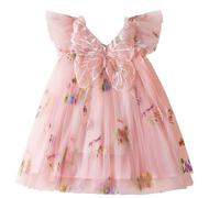 AIEOE Vestido de Princesa de Algodón con Tul Floral para Niña Sin Mangas para Carnaval 4-5 Años Rosa