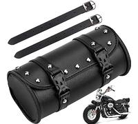 Aieraczy Alforja de Motocicleta, Bolsa de Herramienta de Motocicleta, Bolsa Universal para Sillín de Moto, Gran Capacidad Impermeable a Prueba de Agua Ronda Cuero PU Bolsa Equipaje Motocicleta
