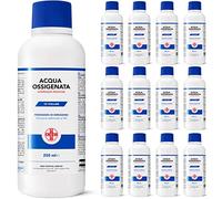 AIESI® Agua Oxigenada Ph.Eur. desinfectante (12x250 ml) con tapa de seguridad para niños, Made in Italy