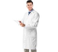AIESI® Bata de Laboratorio Medico para Hombre Blanco de algodón 100% sanforizado