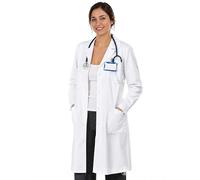 AIESI® Bata de Laboratorio Medico para Mujer Blanco de algodón 100% sanforizado