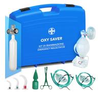 AIESI® Botiquín de primeros auxilios con cilindro de oxígeno recargable, bolsa Ambu Guedel y accesorios OXY ASVER, Made in Italy