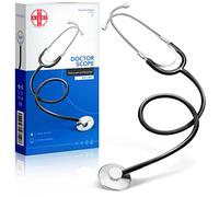 AIESI® Estetoscopio profesional de cabeza plana para adultos color negro DOCTOR SCOPE, Garantía 24 meses