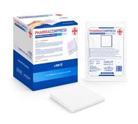 AIESI® Gasas estériles para cura 10x10 cm (100 unidades) en envase individual PHARMACOMPRESS, compresas de algodón plegadas