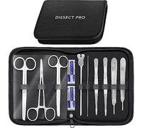 AIESI® Kit de disección con 9 instrumentos quirúrgicos de acero inoxidable y estuche con cremallera DISSECT PRO, Juego de instrumentos, Garantía 24 meses