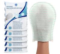 AIESI® Manoplas Jabonosas desechables impermeable con esponja suave (Paquete de 100 piezas), Delicadamente perfumado, Sin enjuague