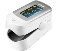 AIESI® Oxímetro de pulso Pulsioximetro de dedo profesional certificado con pantalla a COLOR ajustable A2, Pilas, Funda, Manual usuario plurilingüe, Garantía 24 meses