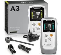 AIESI® Oxímetro Veterinario Portátil pantalla a color y sonda lingual anti-movimiento A3, Extremadamente preciso, Batería de litio, Carcasa de protección con soporte, Garantía 24 meses