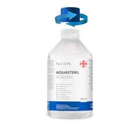 AIESI® Suero fisiologico solution salina (250 ml) para lavado nasale, nebulizador e irrigación con tapón resellable AQUASTERIL, Cloruro de sodio al 0,9%