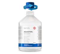 AIESI® Suero fisiologico solution salina (500 ml) para lavado nasale, nebulizador e irrigación con tapón resellable AQUASTERIL, Cloruro de sodio al 0,9%