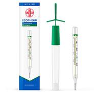 AIESI® Termómetro Clínico clásico de vidrio para fiebre de galio sin mercurio para adultos y niños ECOTHERM, Estuche para reajuste rápido, Ecológico, Garantía 24 meses