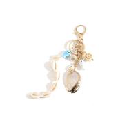 AIETUE Llavero de conchas marinas para mujer, cuentas turquesas, estrellas de mar, conchas, peces, vieiras, océano, nautilus, accesorios de regalo (cuenta de caracola blanca)