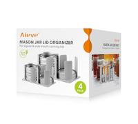 AIEVE Organizador de tapa de tarro Mason, paquete de 4 estantes de almacenamiento para tapas de boca ancha y regular y anillos