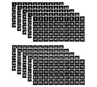 AIEX 10 Hojas Pegatinas Numéricas 5 Juegos 1-100 Pegatinas Vinilo Cuadradas Números Impermeables Clasificar Organizar Cajas Almacenamiento Casilleros Oficina Útiles Escolares (Negro, 2.54 cm)